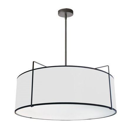 DAINOLITE 4 Light Drum Pendant, Black/White Shade, 790 Diffuser, Black TRA-244P-BK-WH